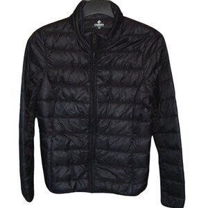 Fantiny Quilted Puffer Jacket Duck Down Womens Size M Packable Lightweight Black